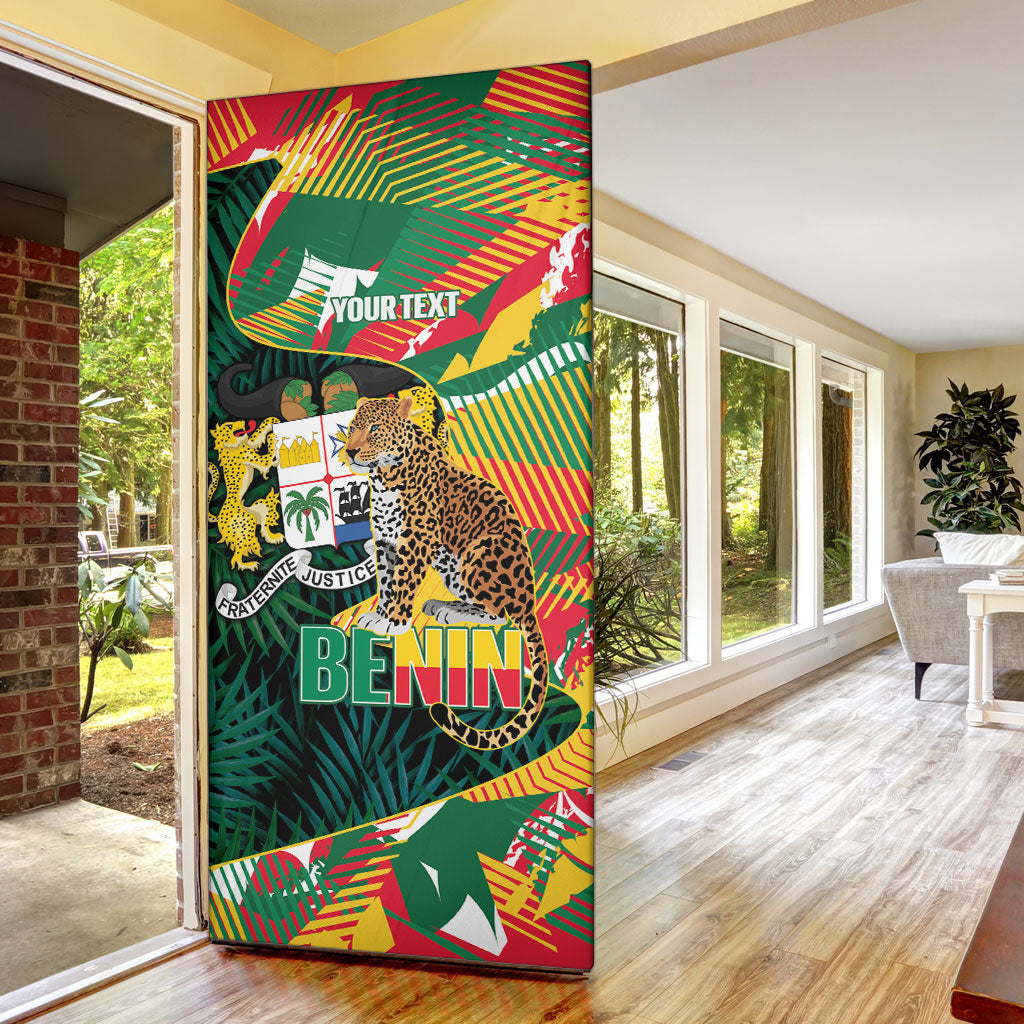 Personalized Benin Independence Day Door Cover Coat Of Arms Leopard Oil Palm Leaves