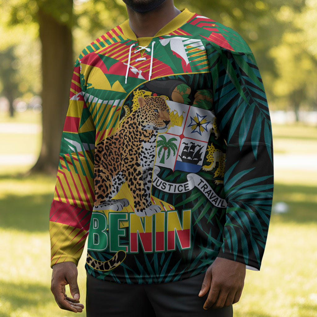 Personalized Benin Independence Day Hockey Jersey Coat Of Arms Leopard Oil Palm Leaves