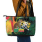 Benin Independence Day Leather Tote Bag Coat Of Arms Leopard Oil Palm Leaves