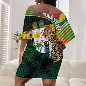 Personalized Benin Independence Day Off Shoulder Short Dress Coat Of Arms Leopard Oil Palm Leaves