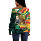 Personalized Benin Independence Day Off Shoulder Sweater Coat Of Arms Leopard Oil Palm Leaves