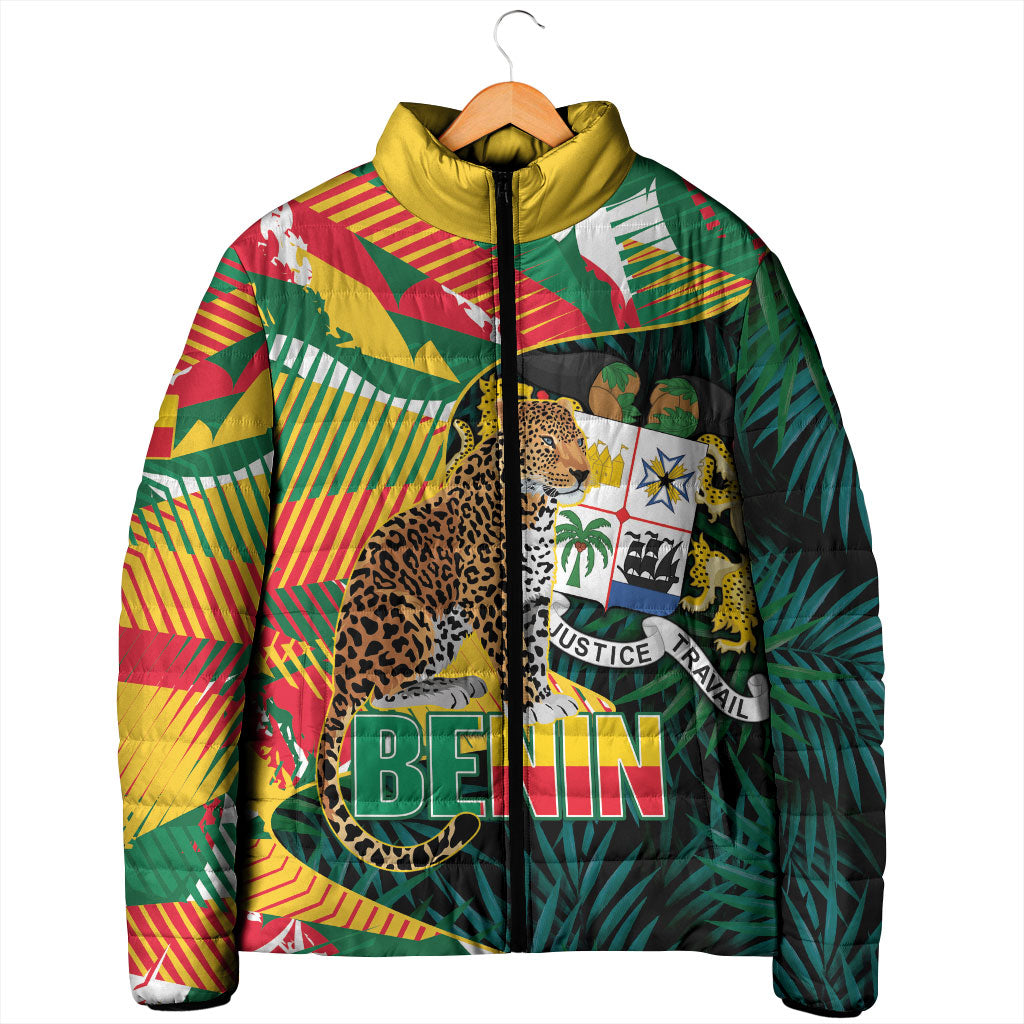 Personalized Benin Independence Day Padded Jacket Coat Of Arms Leopard Oil Palm Leaves