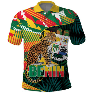 Personalized Benin Independence Day Polo Shirt Coat Of Arms Leopard Oil Palm Leaves