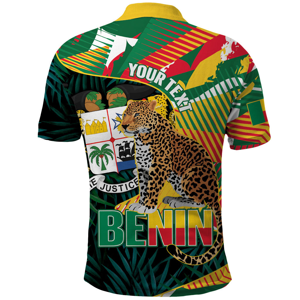 Personalized Benin Independence Day Polo Shirt Coat Of Arms Leopard Oil Palm Leaves