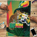 Benin Independence Day Puzzle Coat Of Arms Leopard Oil Palm Leaves
