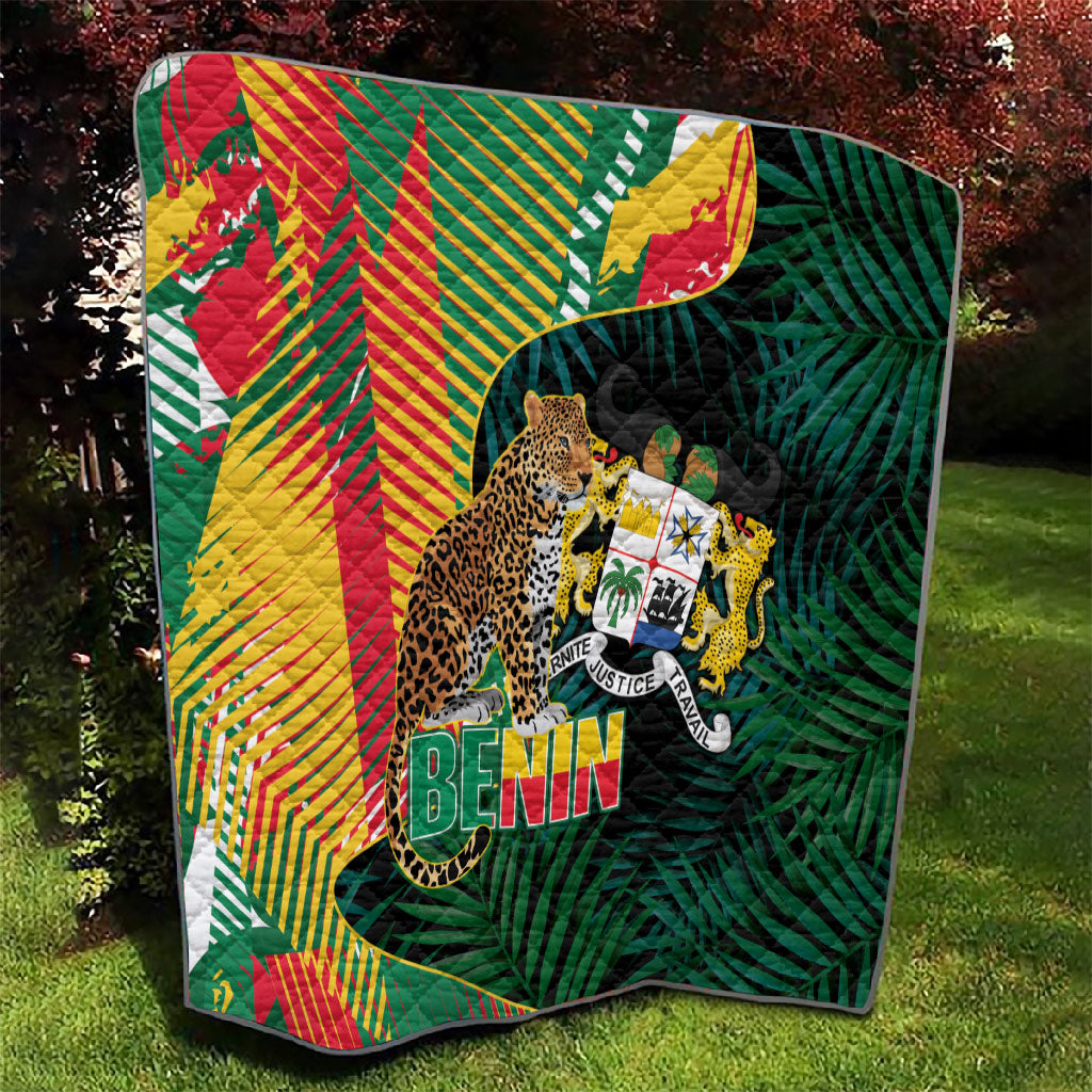 Benin Independence Day Quilt Coat Of Arms Leopard Oil Palm Leaves