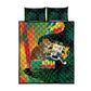 Benin Independence Day Quilt Bed Set Coat Of Arms Leopard Oil Palm Leaves