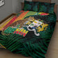 Benin Independence Day Quilt Bed Set Coat Of Arms Leopard Oil Palm Leaves