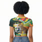 Personalized Benin Independence Day Raglan Cropped T shirt Coat Of Arms Leopard Oil Palm Leaves