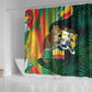 Benin Independence Day Shower Curtain Coat Of Arms Leopard Oil Palm Leaves