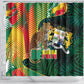Benin Independence Day Shower Curtain Coat Of Arms Leopard Oil Palm Leaves