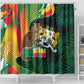 Benin Independence Day Shower Curtain Coat Of Arms Leopard Oil Palm Leaves
