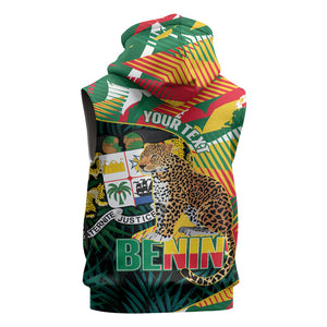 Personalized Benin Independence Day Sleeveless Zip Hoodie Coat Of Arms Leopard Oil Palm Leaves