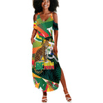Personalized Benin Independence Day Summer Maxi Dress Coat Of Arms Leopard Oil Palm Leaves