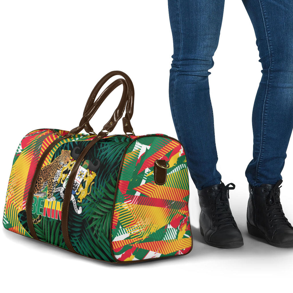 Benin Independence Day Travel Bag Coat Of Arms Leopard Oil Palm Leaves