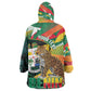 Personalized Benin Independence Day Wearable Blanket Hoodie Coat Of Arms Leopard Oil Palm Leaves