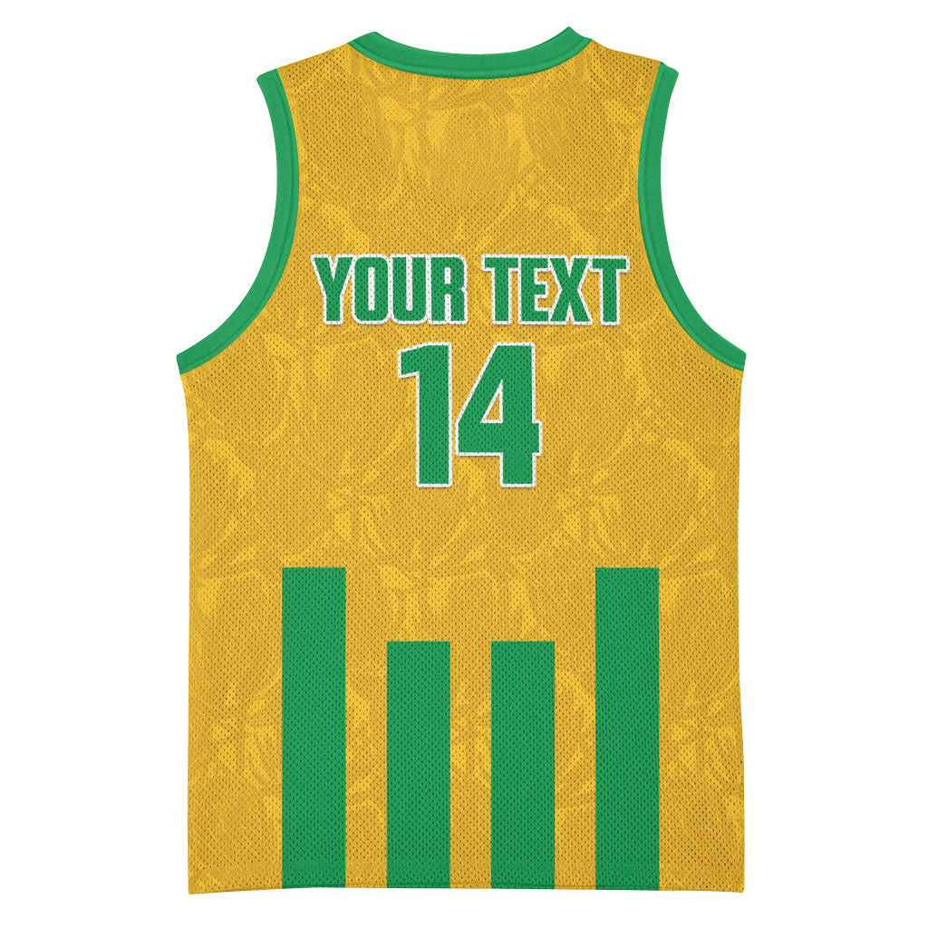 South Africa Soccer 2026 Custom Basketball Jersey Bafana Bafana Kaofela Protea Yellow