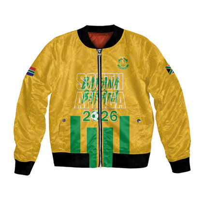 South Africa Soccer 2026 Custom Bomber Jacket Bafana Bafana Kaofela Protea Yellow