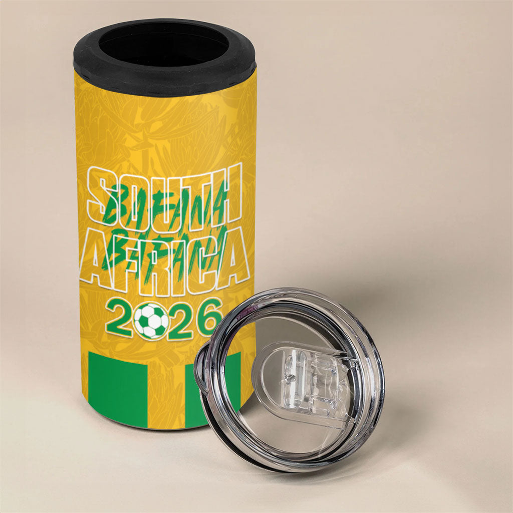 South Africa Soccer 2026 Custom 4 in 1 Can Cooler Tumbler Bafana Bafana Kaofela Protea Yellow