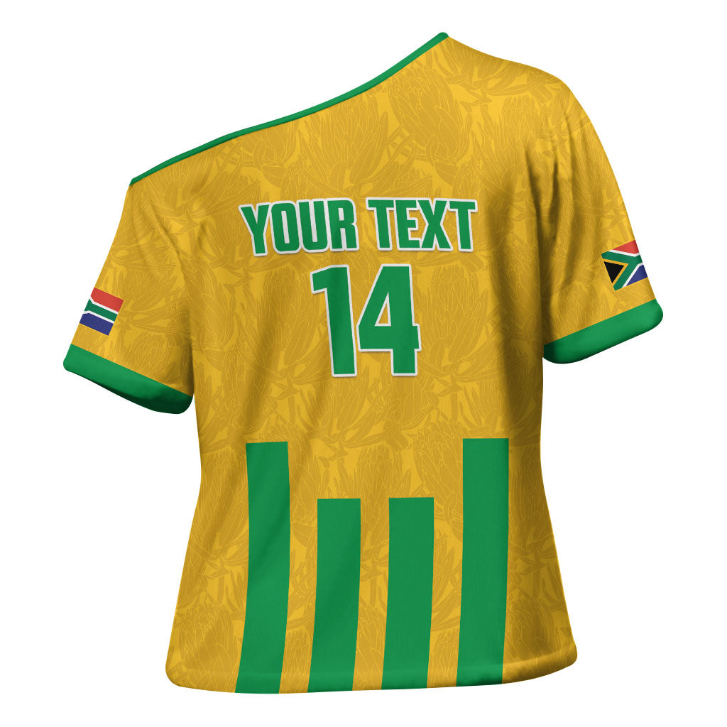 South Africa Soccer 2026 Custom Cross Shoulder Shirt Bafana Bafana Kaofela Protea Yellow