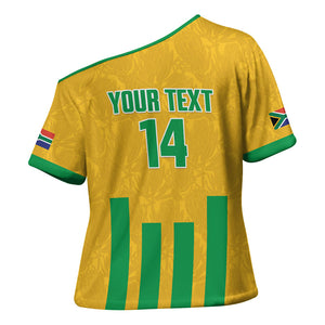 South Africa Soccer 2026 Custom Cross Shoulder Shirt Bafana Bafana Kaofela Protea Yellow