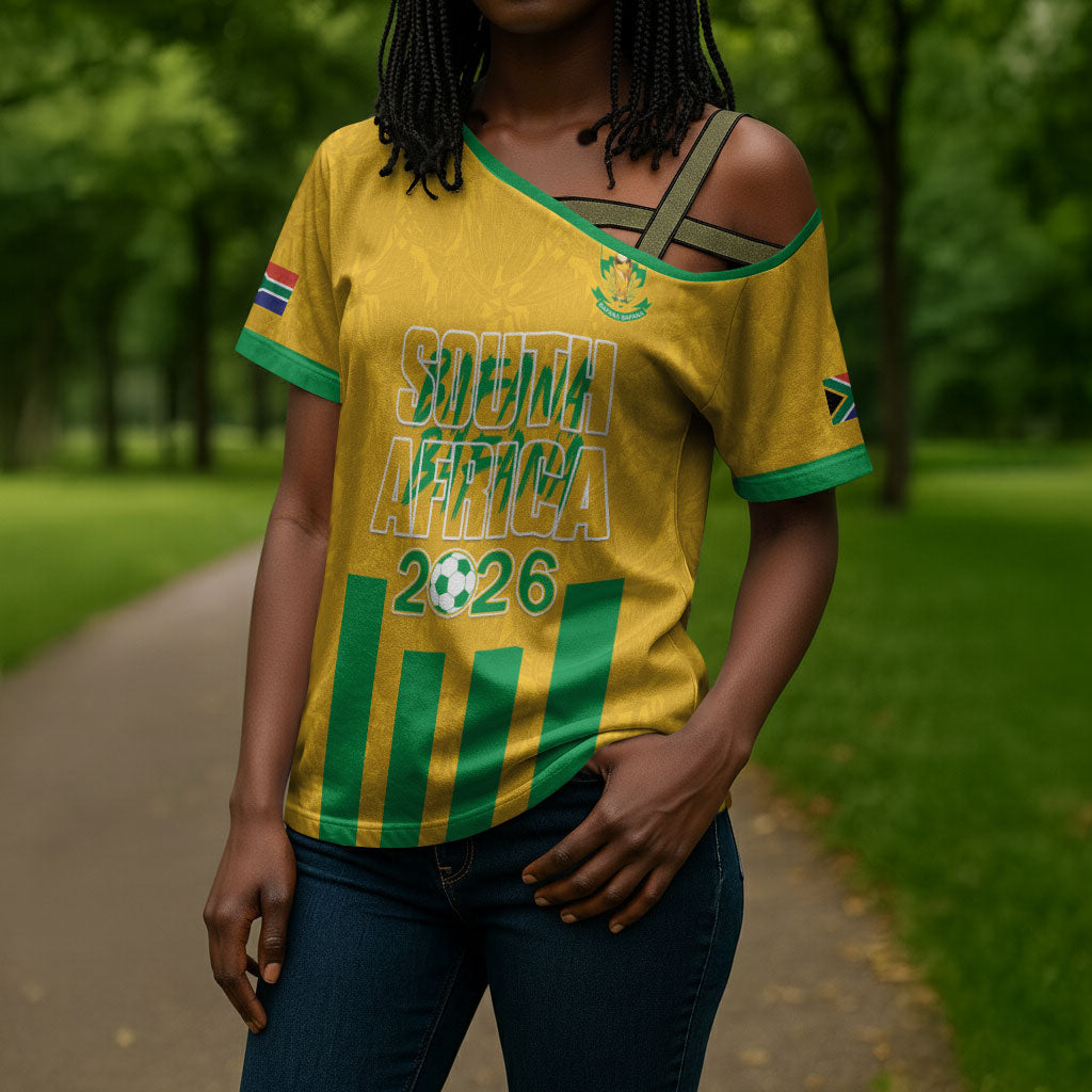 South Africa Soccer 2026 Custom Cross Shoulder Shirt Bafana Bafana Kaofela Protea Yellow