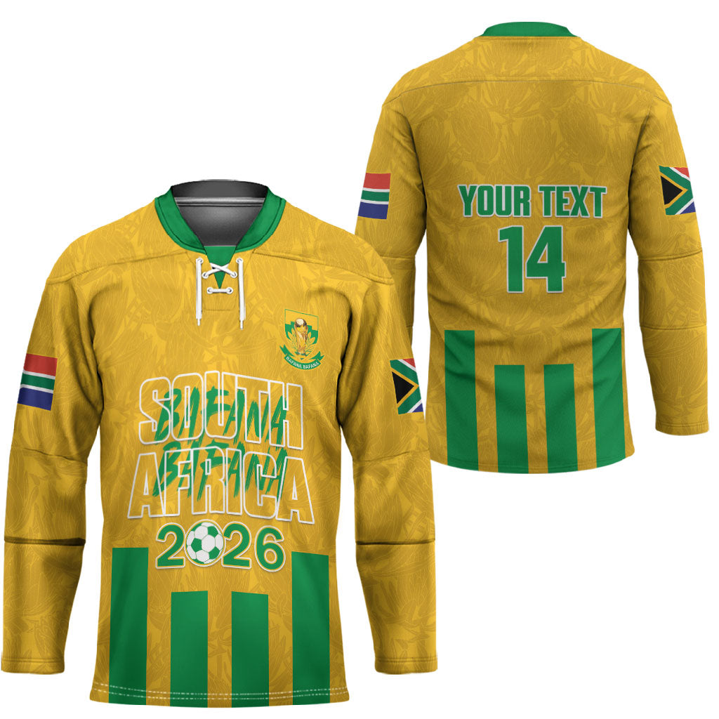 South Africa Soccer 2026 Custom Hockey Jersey Bafana Bafana Kaofela Protea Yellow