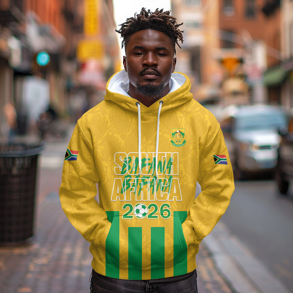 South Africa Soccer 2026 Custom Hoodie Bafana Bafana Kaofela Protea Yellow