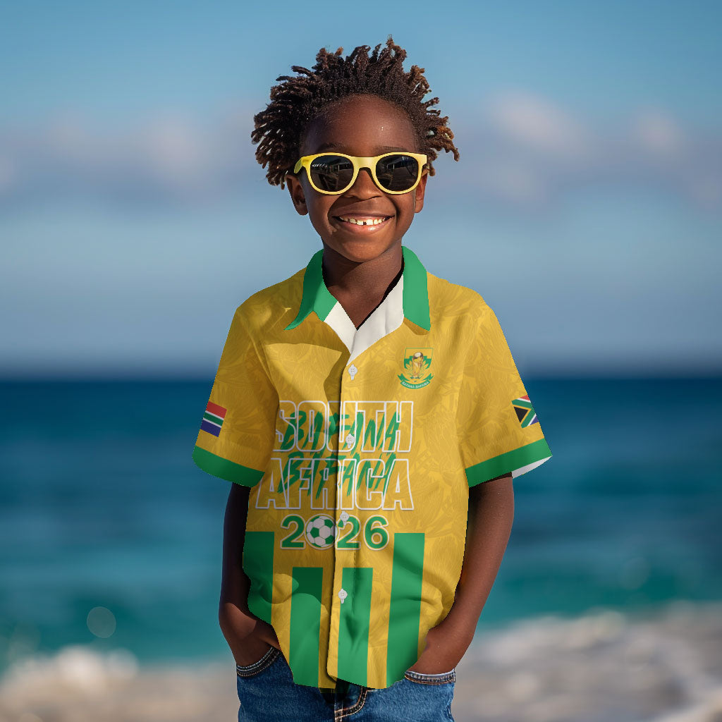 South Africa Soccer 2026 Custom Kid Hawaiian Shirt Bafana Bafana Kaofela Protea Yellow