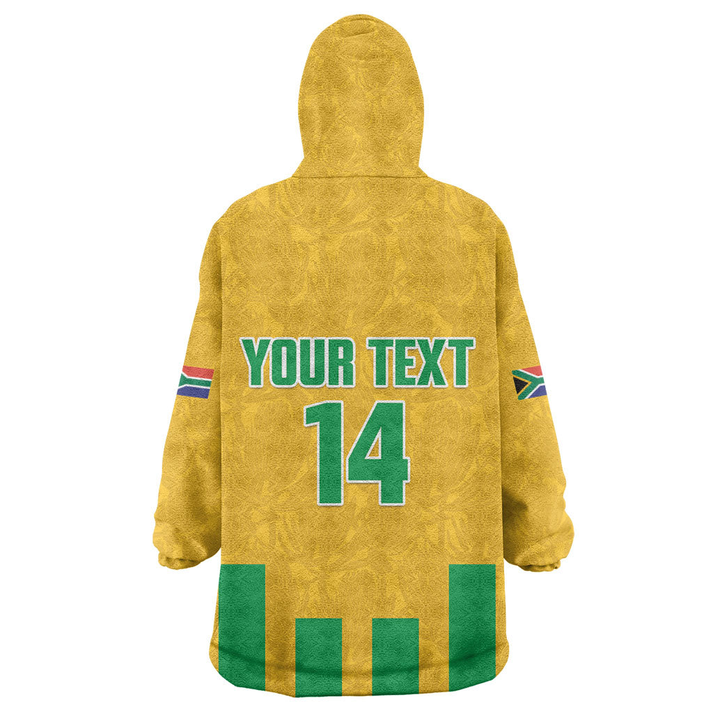 South Africa Soccer 2026 Custom Kid Wearable Blanket Hoodie Bafana Bafana Kaofela Protea Yellow