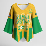 South Africa Soccer 2026 Custom Kimono Sleeve Blouse Bafana Bafana Kaofela Protea Yellow