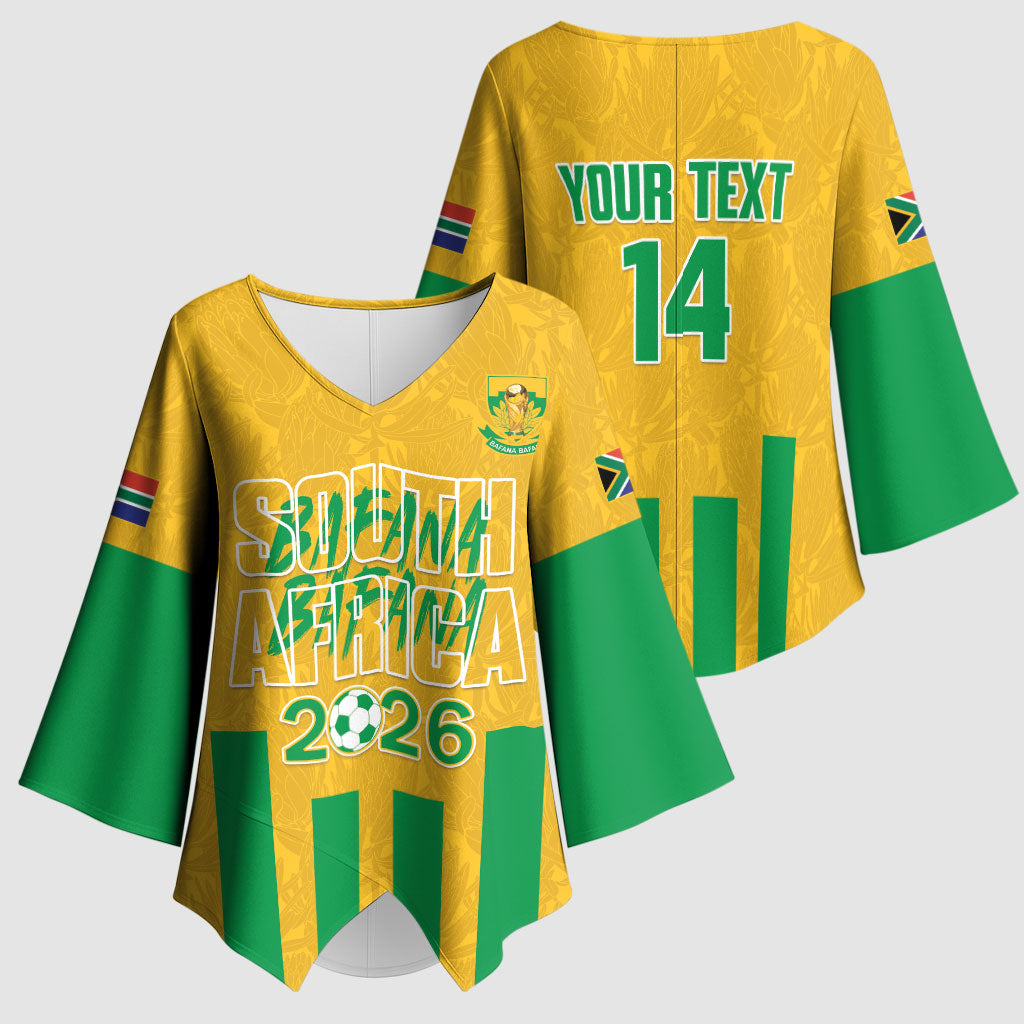South Africa Soccer 2026 Custom Kimono Sleeve Blouse Bafana Bafana Kaofela Protea Yellow