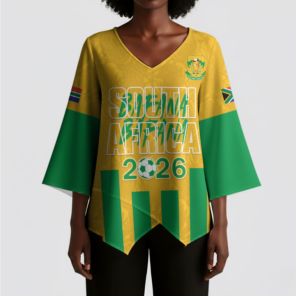 South Africa Soccer 2026 Custom Kimono Sleeve Blouse Bafana Bafana Kaofela Protea Yellow