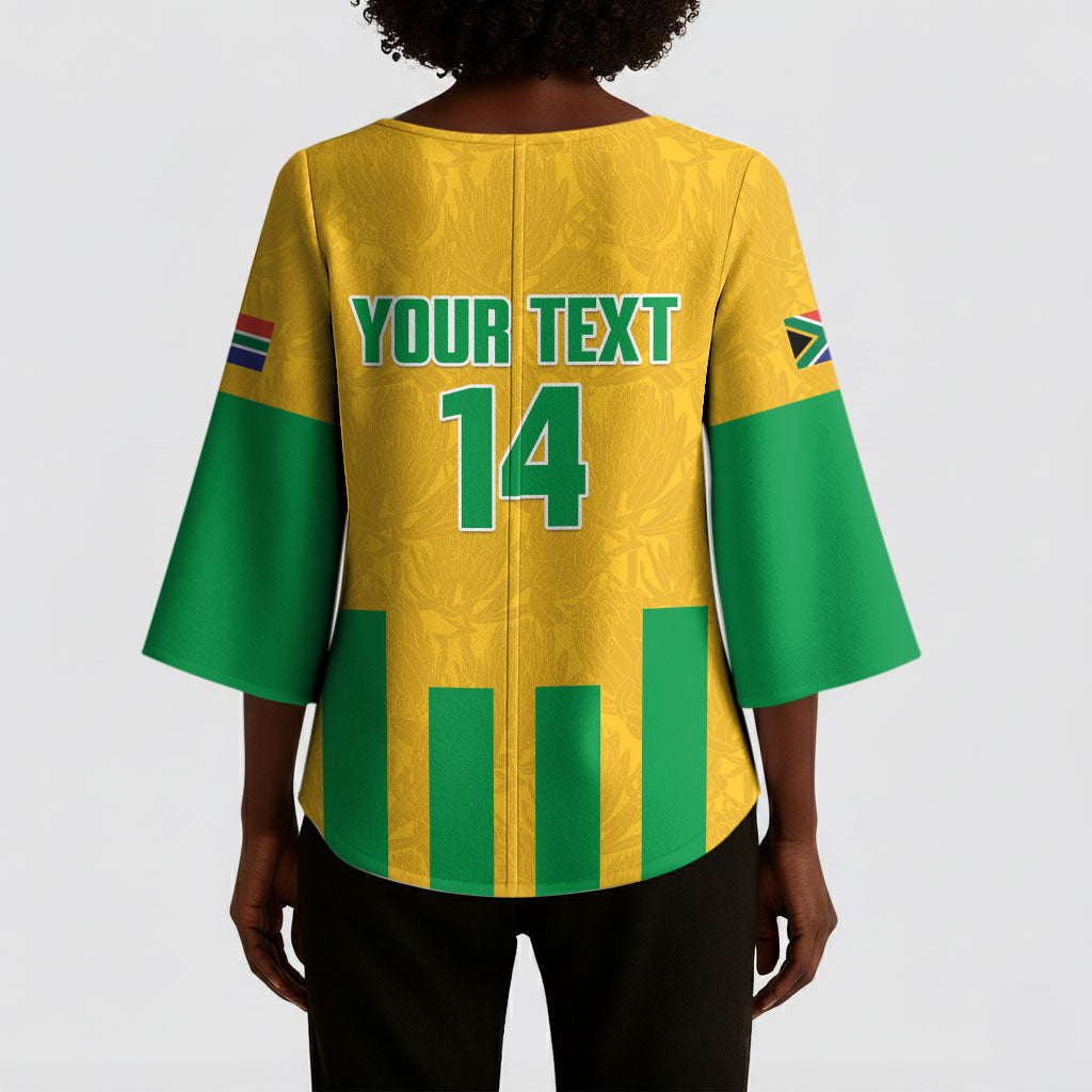 South Africa Soccer 2026 Custom Kimono Sleeve Blouse Bafana Bafana Kaofela Protea Yellow