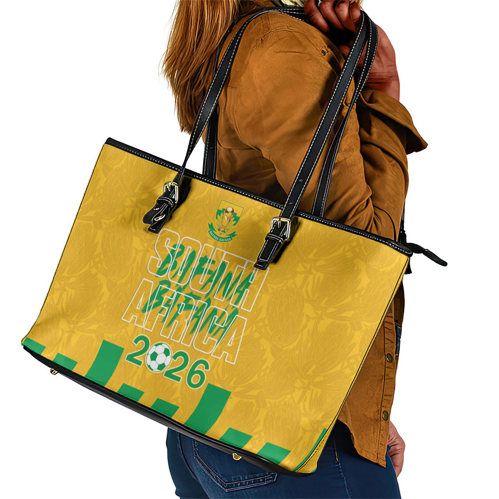 South Africa Soccer 2026 Leather Tote Bag Bafana Bafana Kaofela Protea Yellow