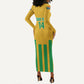 South Africa Soccer 2026 Custom Long Sleeve Bodycon Dress Bafana Bafana Kaofela Protea Yellow