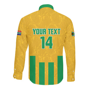 South Africa Soccer 2026 Custom Long Sleeve Button Shirt Bafana Bafana Kaofela Protea Yellow