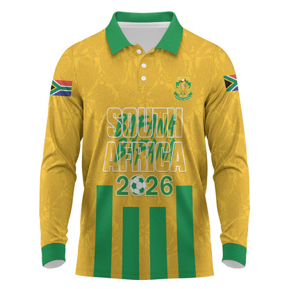 South Africa Soccer 2026 Custom Long Sleeve Polo Shirt Bafana Bafana Kaofela Protea Yellow