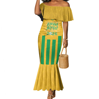 South Africa Soccer 2026 Custom Mermaid Dress Bafana Bafana Kaofela Protea Yellow