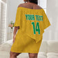 South Africa Soccer 2026 Custom Off Shoulder Short Dress Bafana Bafana Kaofela Protea Yellow