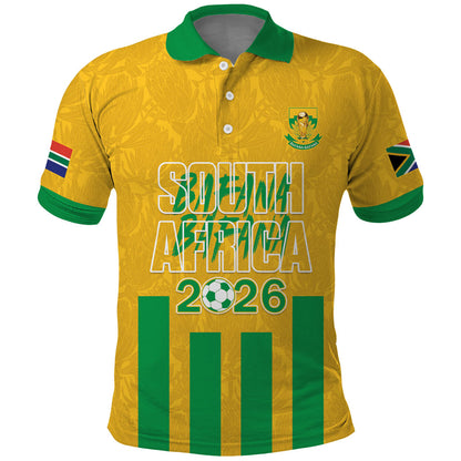 South Africa Soccer 2026 Custom Polo Shirt Bafana Bafana Kaofela Protea Yellow