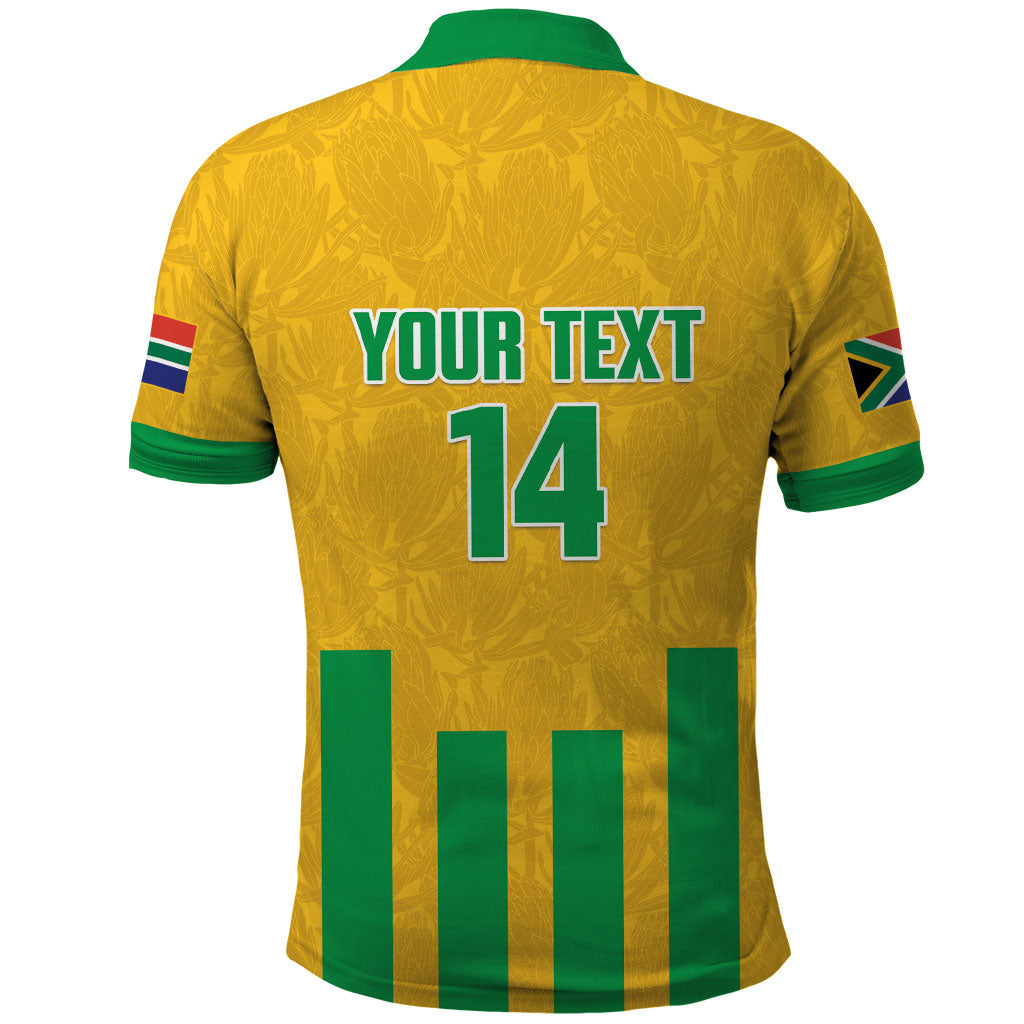 South Africa Soccer 2026 Custom Polo Shirt Bafana Bafana Kaofela Protea Yellow