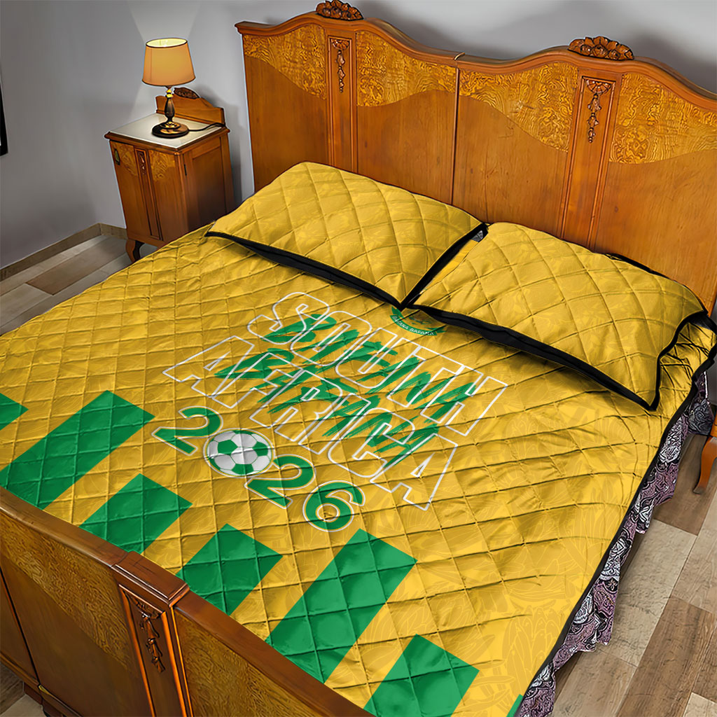 South Africa Soccer 2026 Quilt Bed Set Bafana Bafana Kaofela Protea Yellow
