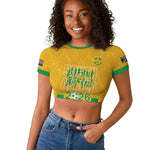 South Africa Soccer 2026 Custom Raglan Cropped T shirt Bafana Bafana Kaofela Protea Yellow