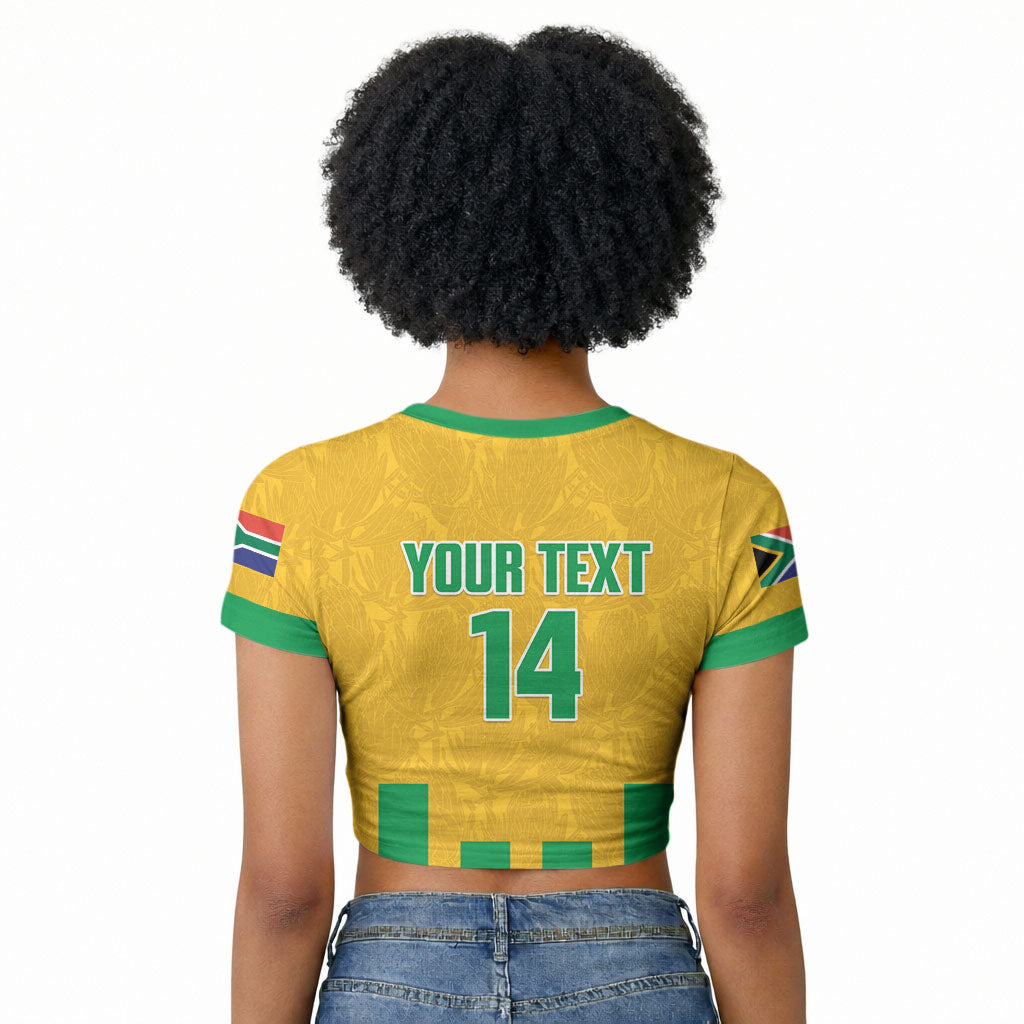 South Africa Soccer 2026 Custom Raglan Cropped T shirt Bafana Bafana Kaofela Protea Yellow