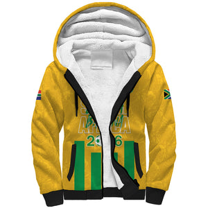 South Africa Soccer 2026 Custom Sherpa Hoodie Bafana Bafana Kaofela Protea Yellow