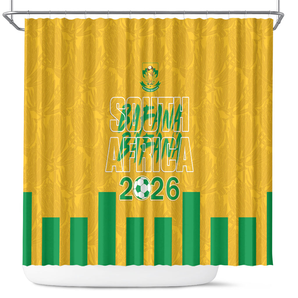 South Africa Soccer 2026 Shower Curtain Bafana Bafana Kaofela Protea Yellow