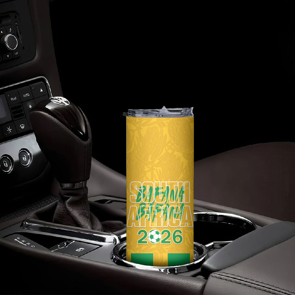 South Africa Soccer 2026 Custom Skinny Tumbler Bafana Bafana Kaofela Protea Yellow