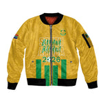 South Africa Soccer 2026 Custom Sleeve Zip Bomber Jacket Bafana Bafana Kaofela Protea Yellow
