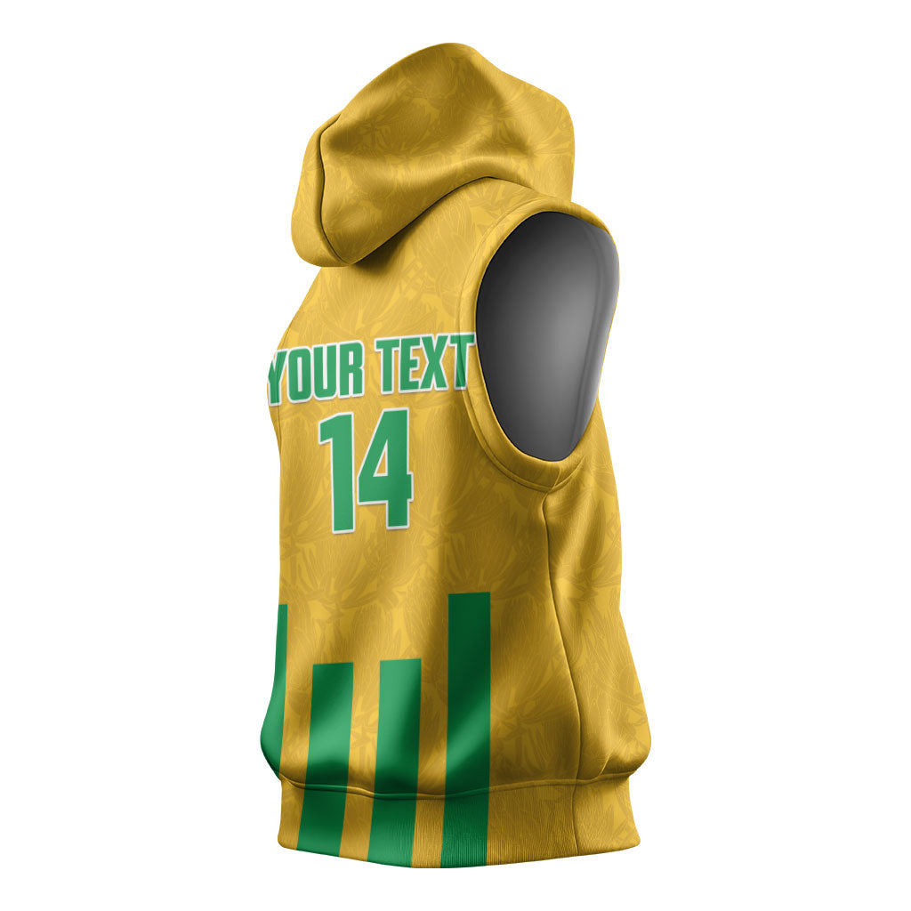 South Africa Soccer 2026 Custom Sleeveless Hoodie Bafana Bafana Kaofela Protea Yellow